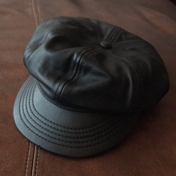 Black leather hat main image 2